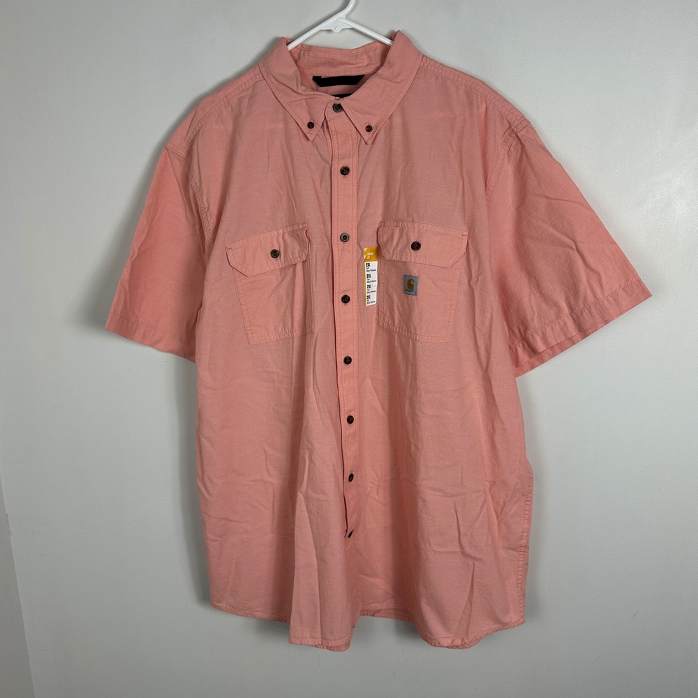 Carhartt Mens Shirt 2XL Tall Loose Fit Midweight Chambray NEW Short Sleeves 2XLT